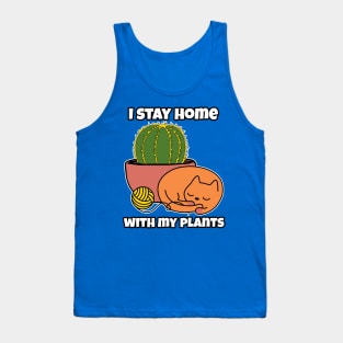 Golden Ball Succulent and Sleepy Cat Stay Home with plants Tank Top